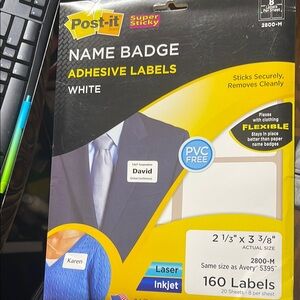 White and Blue Adhesive Labels for Office Use